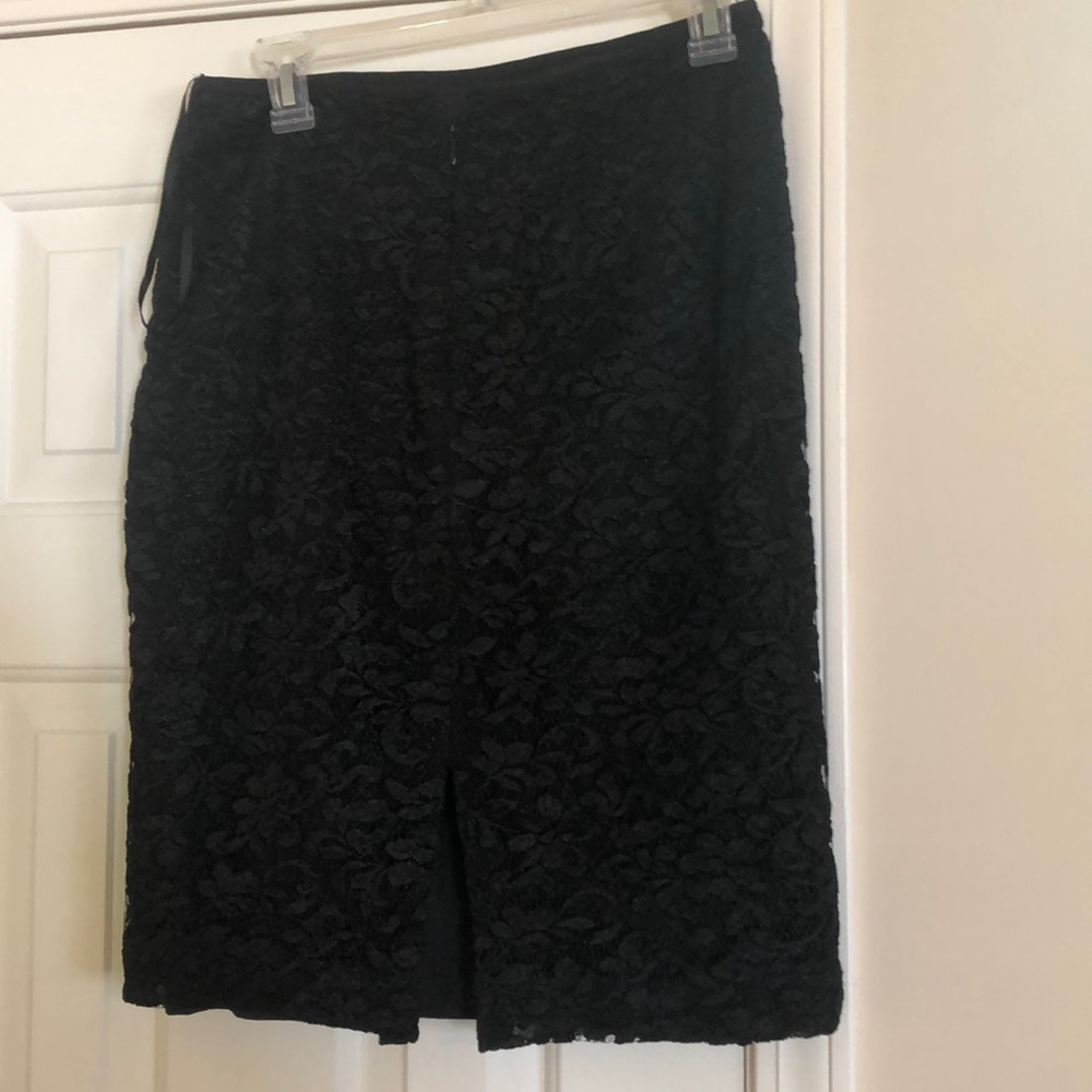 Solid Lace Fully Lined Pencil Skirt - image 3